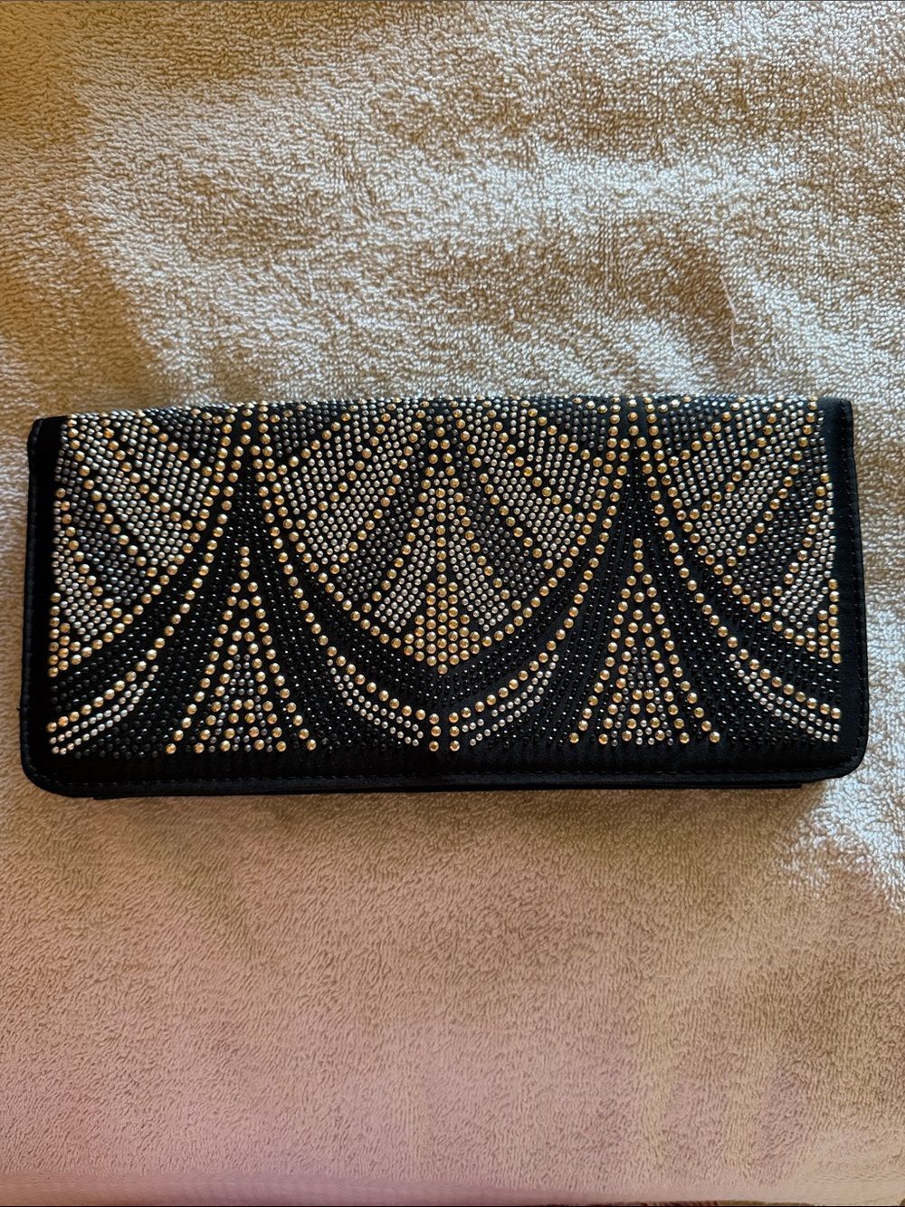 Elegant Black Evening Clutch with Silver Stud Detailing